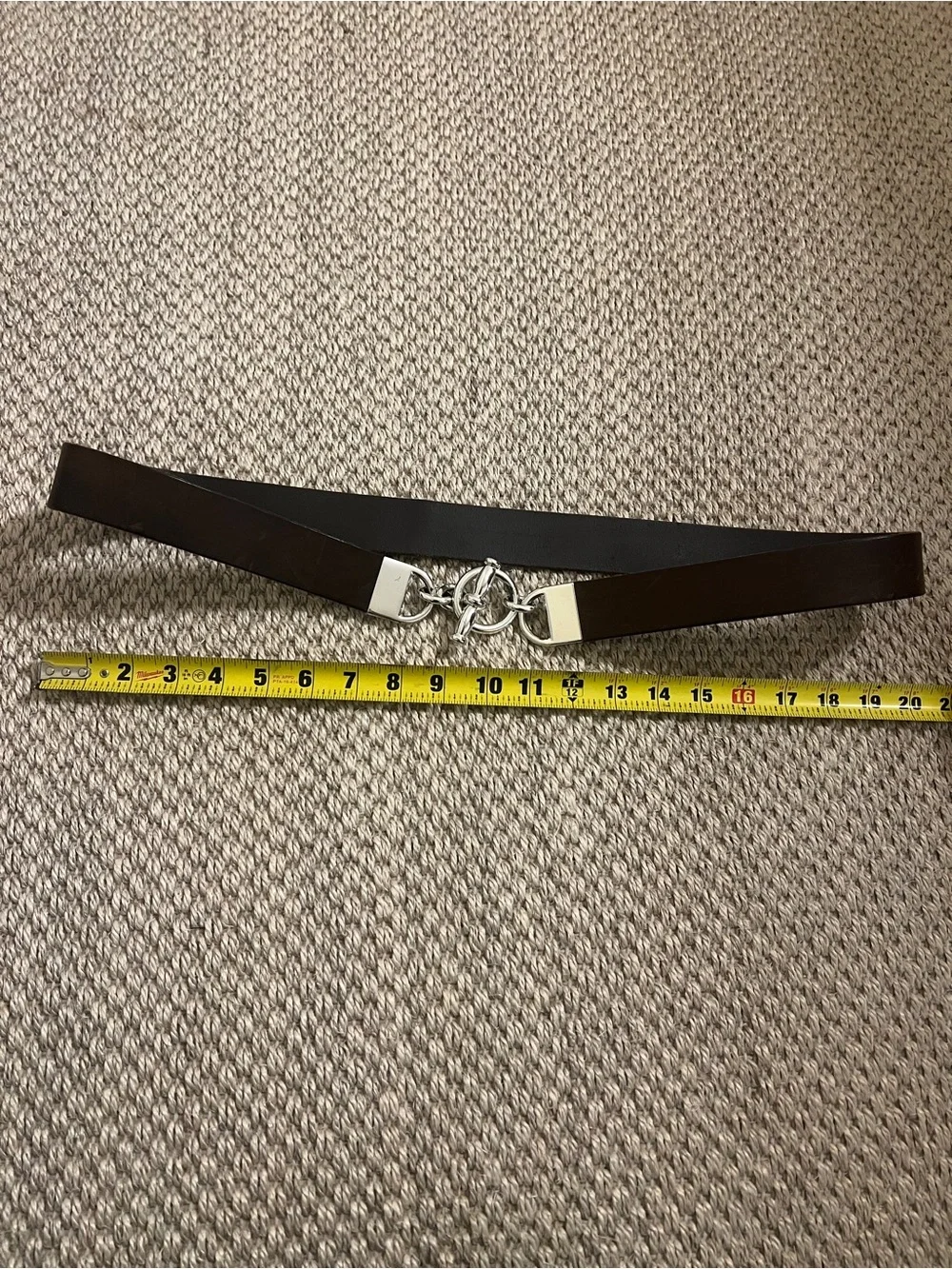 Ralph Lauren Collection Dark Brown Calfskin Leather Toggle Chain Skinny Belt